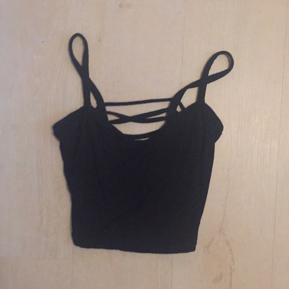 Black Cropped Tank Top with back cut outs